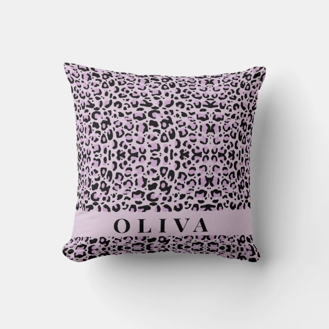 Klassieke gepersonaliseerde roze luipaardprint kussen (Voorkant)
