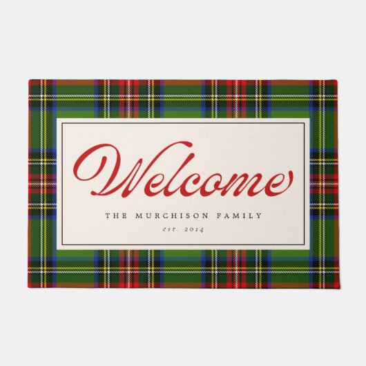 Klassieke Geplakte Retro Script Vakantie Rood en G Deurmat (Voorkant)