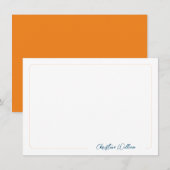 Klassieke, geronde Oranje Script Calligraphy Borde Notitiekaartje (Voorkant / Achterkant)