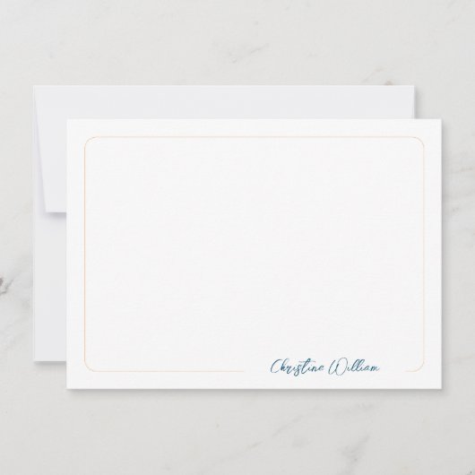 Klassieke, geronde Oranje Script Calligraphy Borde Notitiekaartje (Voorkant)