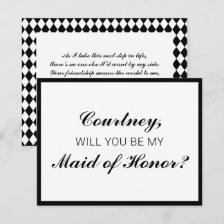 Klassieke Geruite Eremetgetuige Aanzoekkaart Kaart