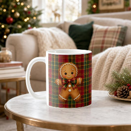 Klassieke geruite kerst gingerbread gezinsmok koffiemok