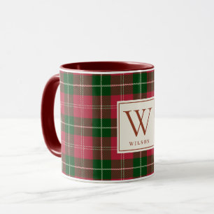 Klassieke geruite kerst monogram naam mok