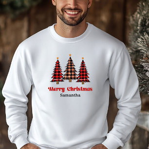 Klassieke geruite kerstboom-trui voor de feestdage hoodie