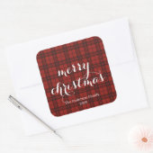 Klassieke geruite Kerstmis Kerstmis -  Vierkante Sticker (Envelop)