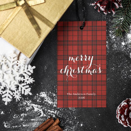 Klassieke geruite Kerstmis Sfeervol -  Cadeaulabel