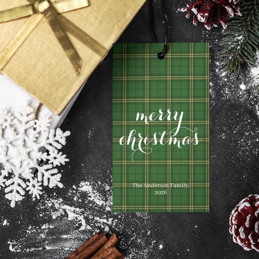 Klassieke geruite Kerstmis Sfeervol -  Cadeaulabel