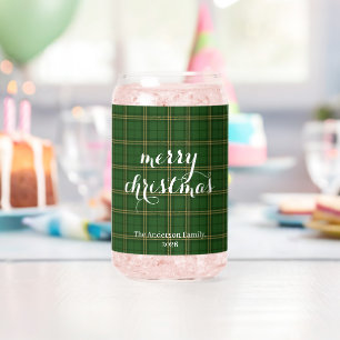 Klassieke geruite Merry Christmas Festive - Blikvorm Glas
