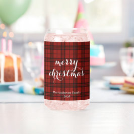 Klassieke geruite Merry Christmas Festive -  Blikvorm Glas