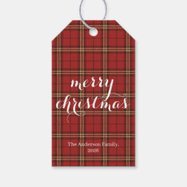 Klassieke geruite Merry Christmas Festive -  Cadeaulabel