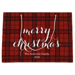 Klassieke geruite Merry Christmas Festive -  Groot Cadeauzakje