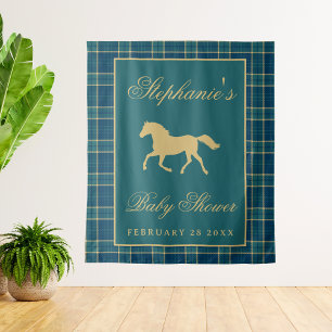Klassieke Geruite Paard Equestrian Baby Shower Ach Wandkleed