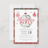 Klassieke geruite script kerstfeest kaart (Voorkant)