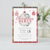 Klassieke geruite script kerstfeest kaart (Staand voorkant)