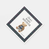Klassieke geruite teddybeer babyshower servetten (Hoek)