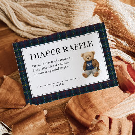 Klassieke geruite teddybeer luierspelkaarten informatiekaartje