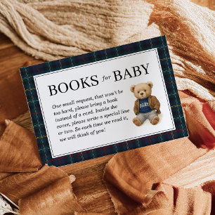 Klassieke geruite teddybeerboeken voor babys kaart