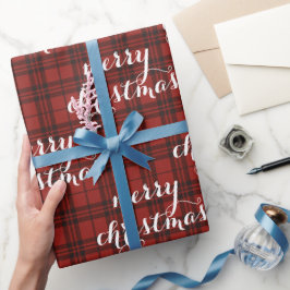 Klassieke geruite vrolijke kerst -  cadeaupapier