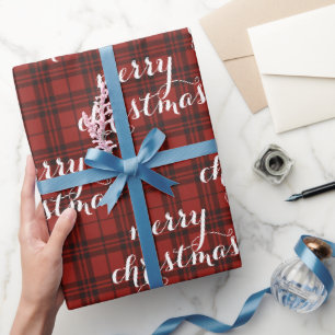 Klassieke geruite vrolijke kerst - cadeaupapier