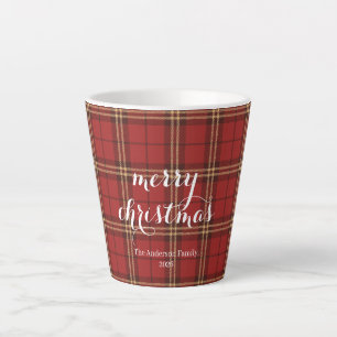 Klassieke geruite vrolijke kerst - latte mok