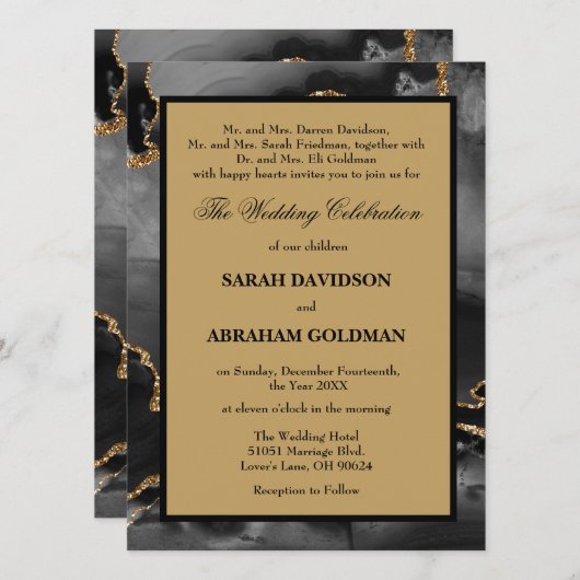 Klassieke gescheiden ouders Gouden bruiloft uitnod Kaart (Voorkant / Achterkant)