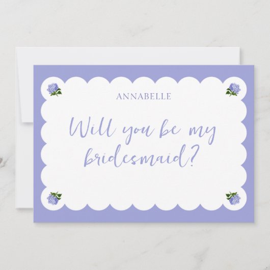 Klassieke geschulpte hortensia bruidsmeisje voorst kaart (Voorkant)