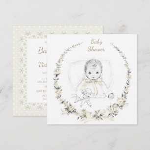 Klassieke geslacht neutrale babyshower uitnodiging