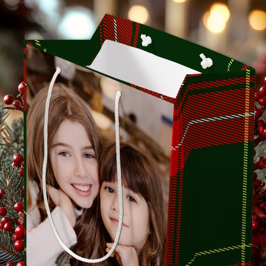 Klassieke gespeelde twee foto kerst medium cadeauzakje