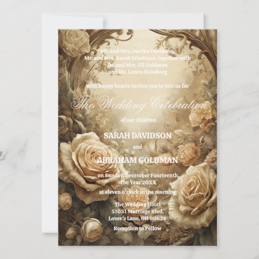 Klassieke gesplitste ouders huwelijksuitnodigingen kaart (Voorkant)