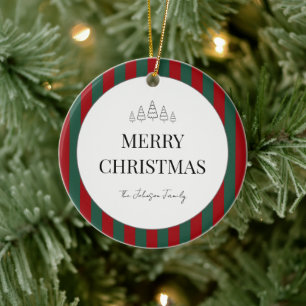 Klassieke gestreepte kerst bol keramisch ornament