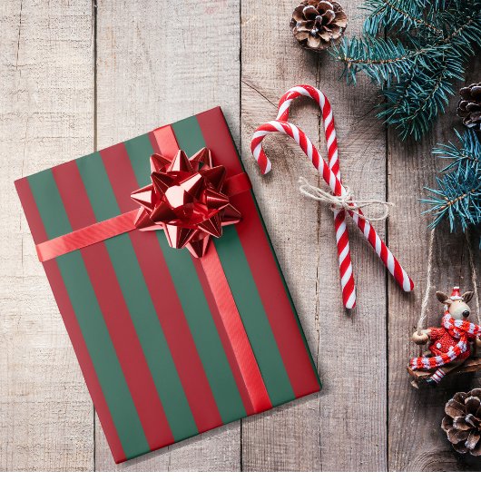 Klassieke gestreepte Kerstmis Cadeaupapier