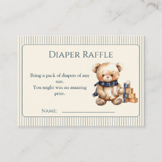 Klassieke gestreepte teddybeer luierspelkaarten informatiekaartje