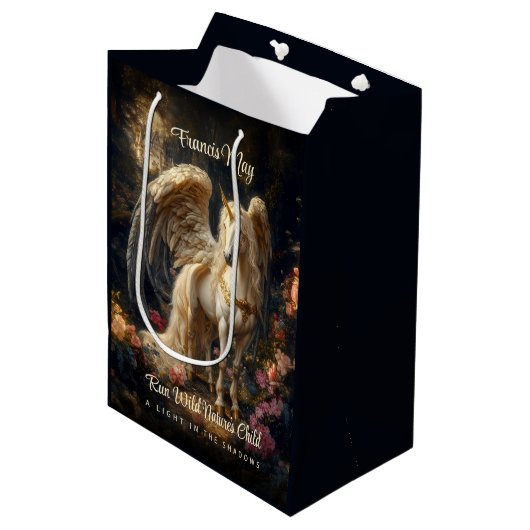Klassieke gevleugelde Pegasus Fantasy Forest Unico Medium Cadeauzakje (Voorkant Gekanteld)