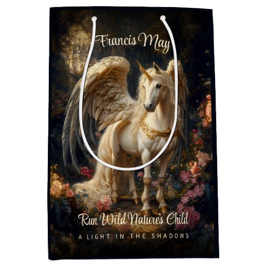 Klassieke gevleugelde Pegasus Fantasy Forest Unico Medium Cadeauzakje (Voorkant)