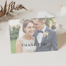 Klassieke, gevouwen foto voor- en achterkant bedankkaart