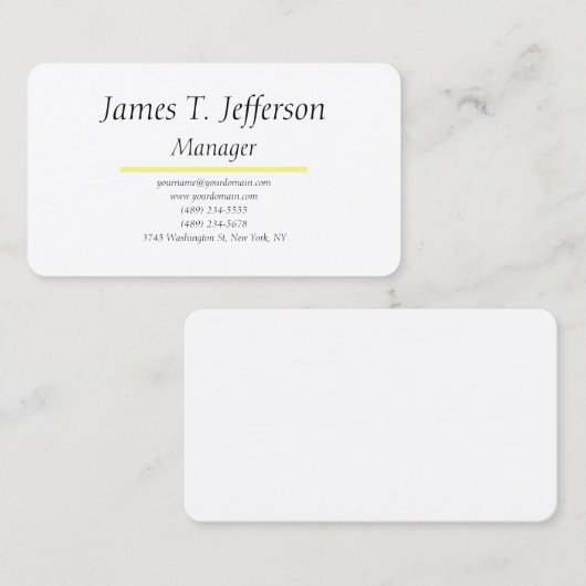 Klassieke gewone minimalistische witte gewoonte visitekaartje (Voorkant / Achterkant)