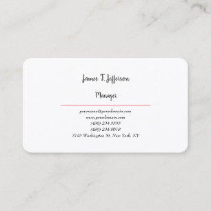 Klassieke gewone minimalistische witte gewoonte visitekaartje