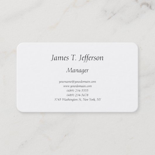 Klassieke gewone minimalistische wittoeristenhande visitekaartje (Voorkant)