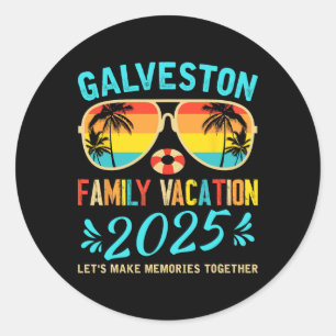 Klassieke gezinsvakantie Galveston Beach 2025 Texa Ronde Sticker