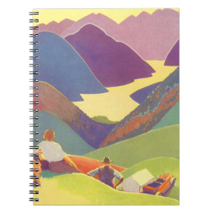 Klassieke gezinsvakantie, picknick in de bergen notitieboek