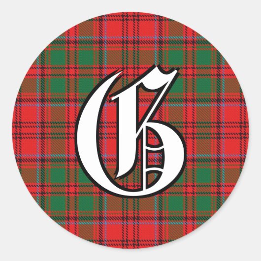 Klassieke gift Tartan Monogram Ronde Sticker (Voorkant)