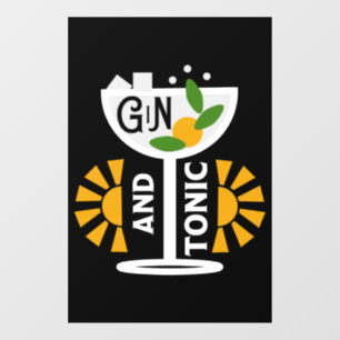 Klassieke Gin En Tonic Kunst Raamsticker