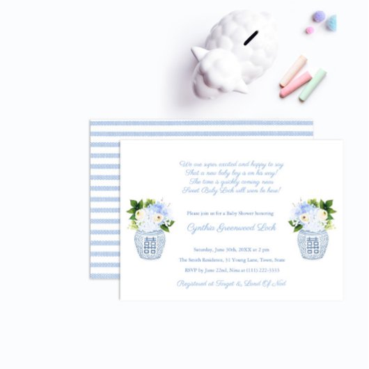 Klassieke Ginger Jar Baby Boy Poem Shower Party Kaart
