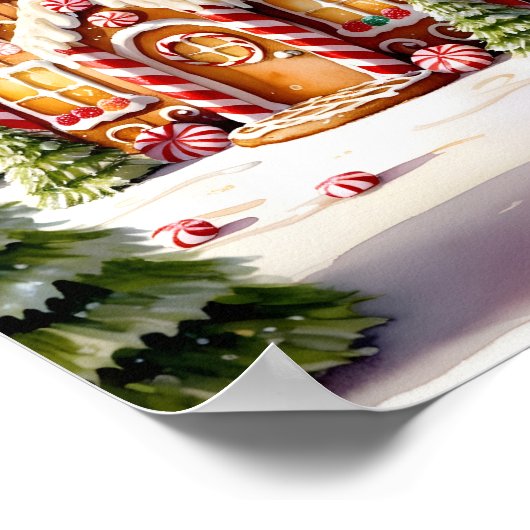 Klassieke Gingerbread House Scene Print (Hoek)