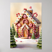Klassieke Gingerbread House Scene Print (Voorkant)
