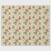 Klassieke Gingermans en Kerstboom Cadeaupapier (Vlak)