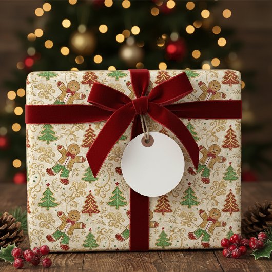 Klassieke Gingermans en Kerstboom Cadeaupapier