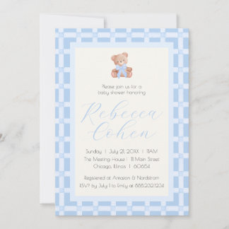 Klassieke Gingham Beer Baby Shower Uitnodiging