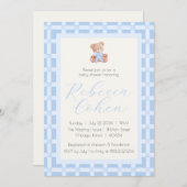 Klassieke Gingham Beer Babyshower Uitnodiging (Voorkant / Achterkant)