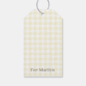 Klassieke Gingham Boter Geel Cadeaulabel (Achterkant)